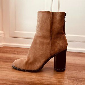 Rag and Bone Camel Suede Ankle Boot/Booties Size 9.5, block 3.5" heel